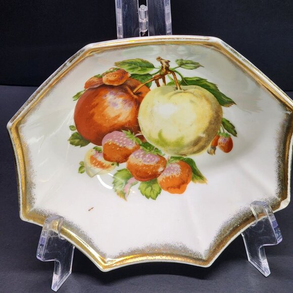 Vintage Trimont Ware Japan Porcelain Bowl Handpainted Fruit 7'' Gold Trim - Picture 2 of 9